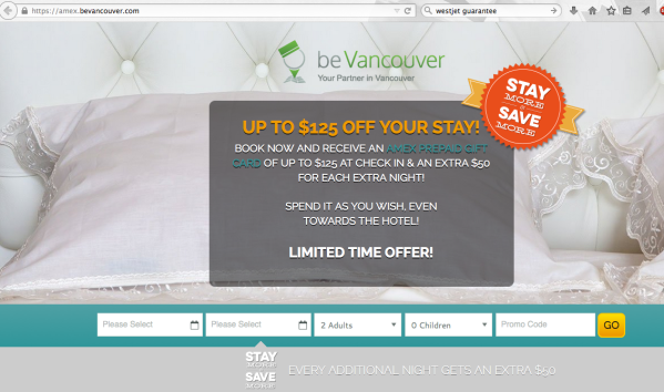 Vancouver Hotel AMEX Promo – Free $50-$125 Gift Card with Booking