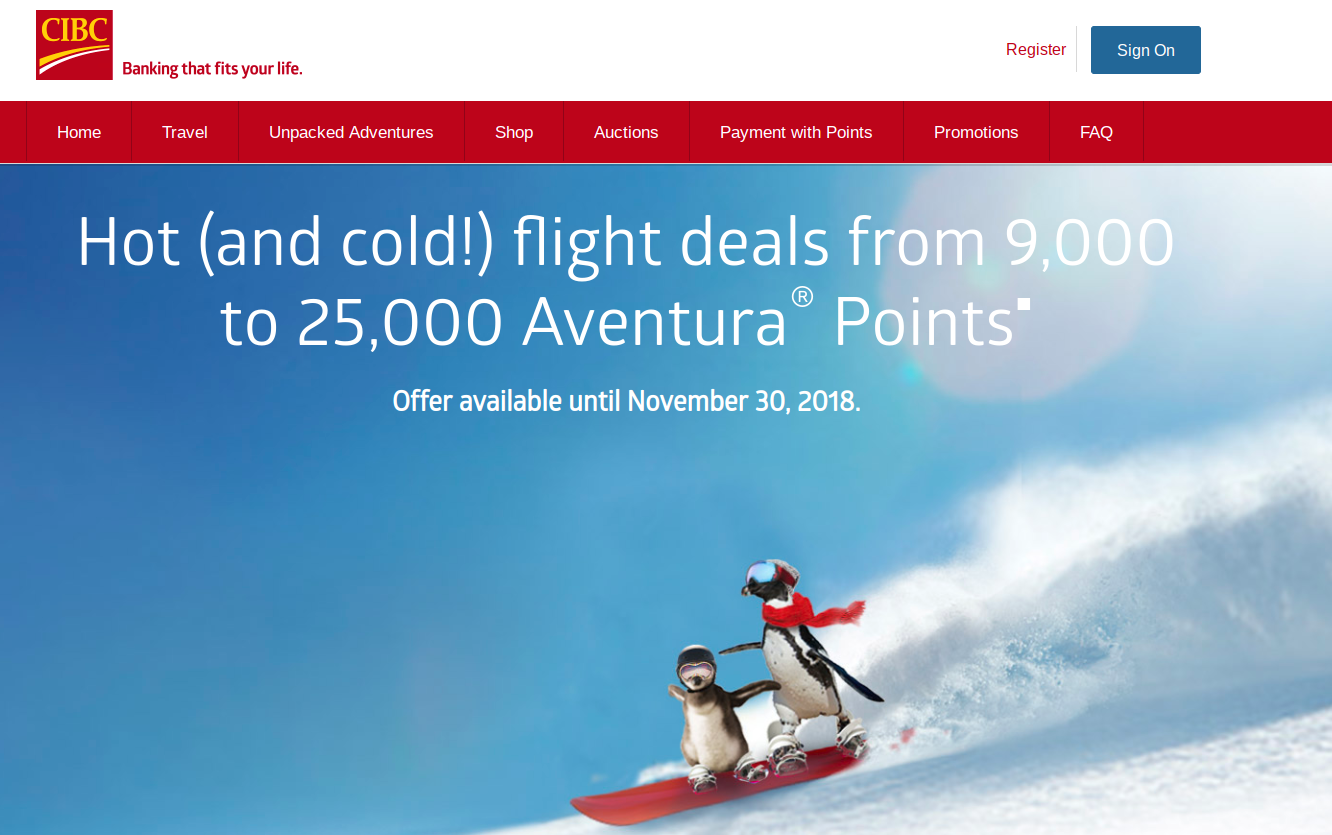 Hot flight deals from 9,000 to 25,000 Aventura Points – Ends November 30, 2018